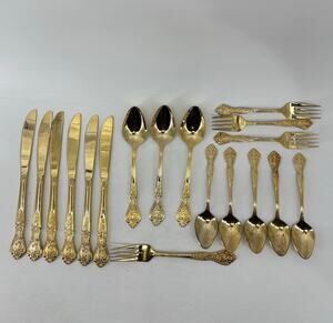 Rogers Stainless Steel Gold Tone Flatware Repurpose DIY Crafting